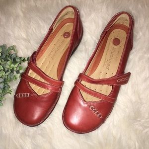 CLARKS Unstructured Sz 6W Rust Leather Mary Jane